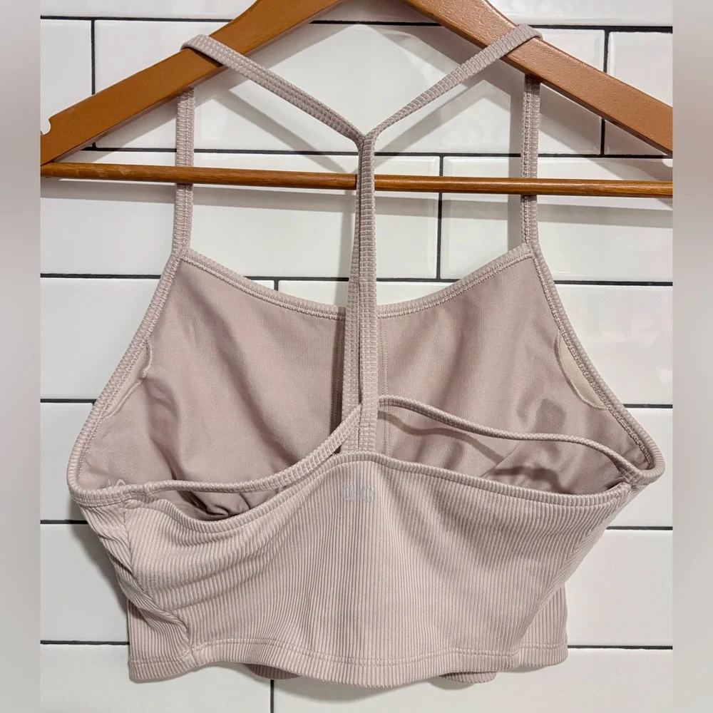 Alo Yoga Alosoft Ribbed Crop Calm Tank - Dusty Pink M